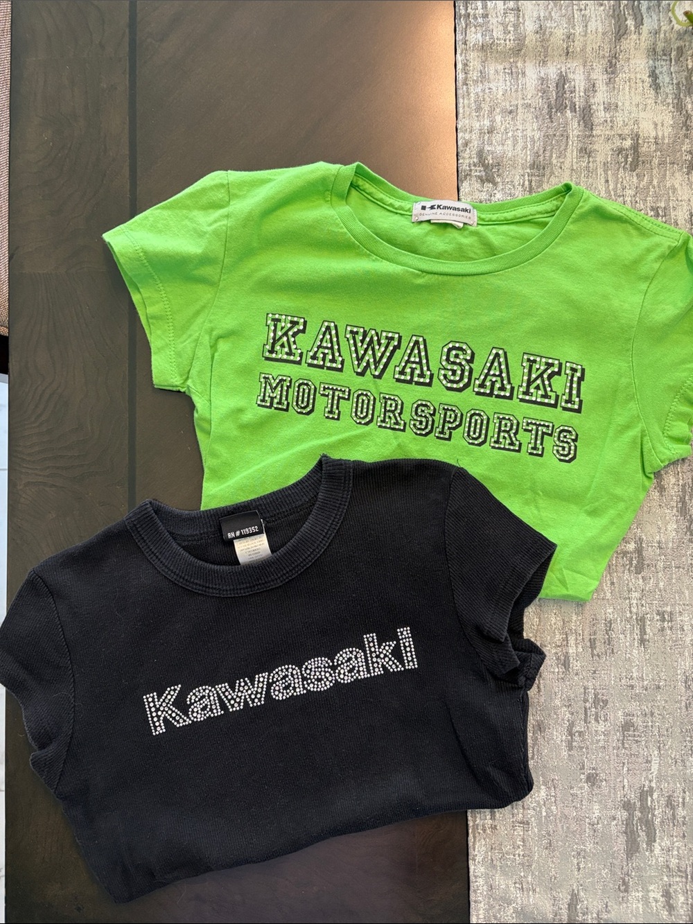 KAWASAKI Motorsports Green Diamanté T-Shirt + Black Diamanté Shirts (set of 2)